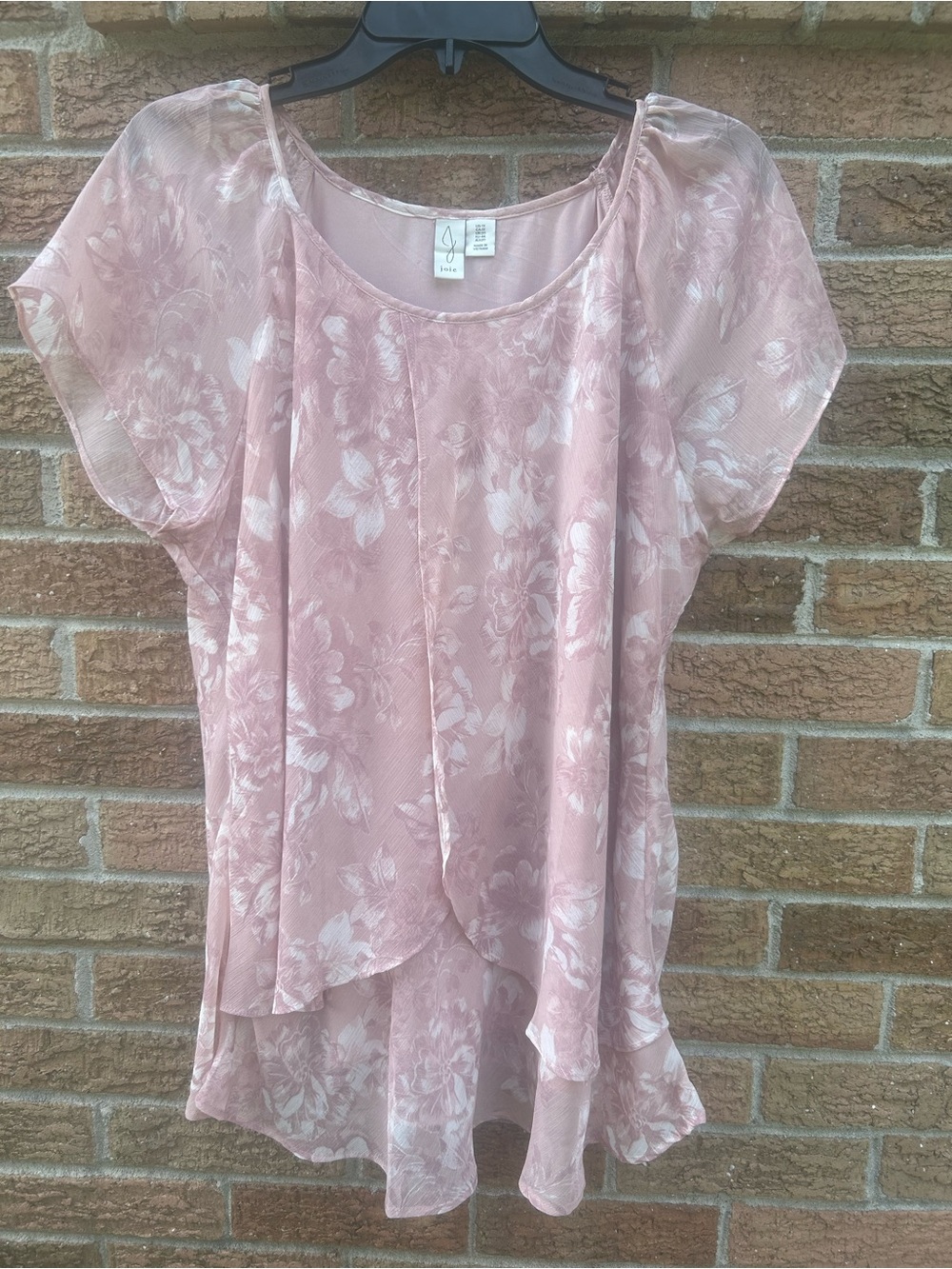Joie Pale Pink Floral Layered Blouse size 1X